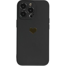 Samsung Galaxy S24+ Case Hülle - Silikon Mat Herz gold - Schwarz