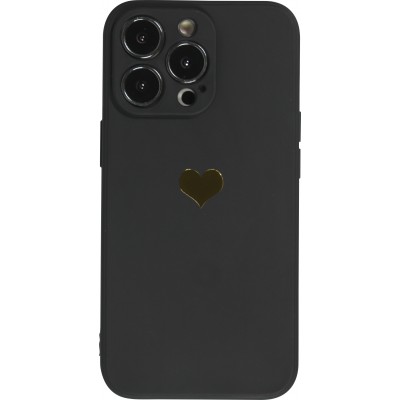 Samsung Galaxy S24+ Case Hülle - Silikon Mat Herz gold - Schwarz
