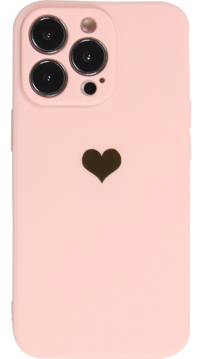 Samsung Galaxy S24 Ultra Case Hülle - Silikon Mat Herz gold - Rosa