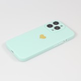 Coque iPhone 16 Pro Max - Silicone Mat Coeur doré - Turquoise