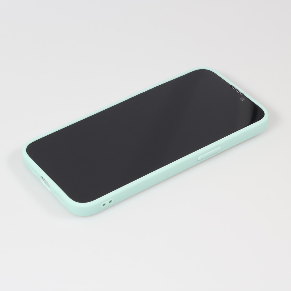 Coque iPhone 16 Pro Max - Silicone Mat Coeur doré - Turquoise