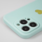 Coque iPhone 16 Pro Max - Silicone Mat Coeur doré - Turquoise
