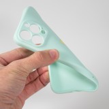 Coque iPhone 16 Pro Max - Silicone Mat Coeur doré - Turquoise