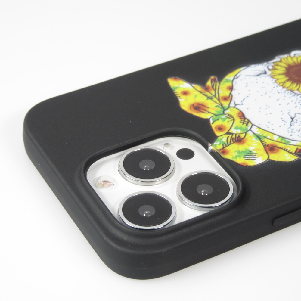 Hülle iPhone 13 Pro - Silikonmatte Skull flowers - Schwarz