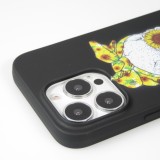 Hülle iPhone 13 Pro - Silikonmatte Skull flowers - Schwarz