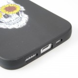 Hülle iPhone 13 Pro - Silikonmatte Skull flowers - Schwarz