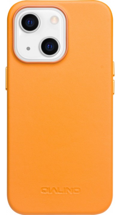 iPhone 14 Plus Case Hülle - Qialino Echtleder (MagSafe kompatibel) - Orange