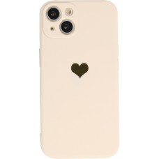 iPhone 15 Case Hülle - Silikon Mat Herz gold - Beige