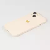 iPhone 14 Case Hülle - Silikon Mat Herz gold - Beige