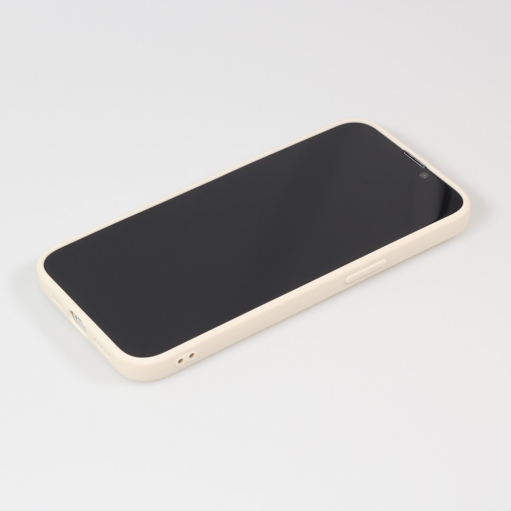 iPhone 15 Case Hülle - Silikon Mat Herz gold - Beige