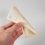 iPhone 15 Case Hülle - Silikon Mat Herz gold - Beige