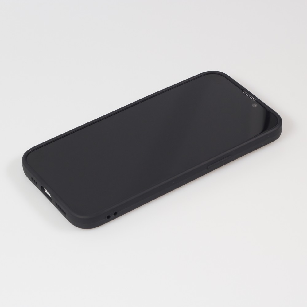 iPhone 15 Case Hülle - Silikon Mat Herz gold - Schwarz