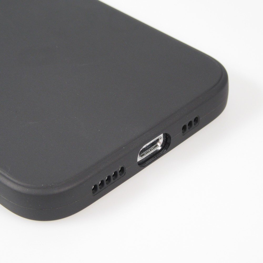 iPhone 15 Case Hülle - Silikon Mat Herz gold - Schwarz