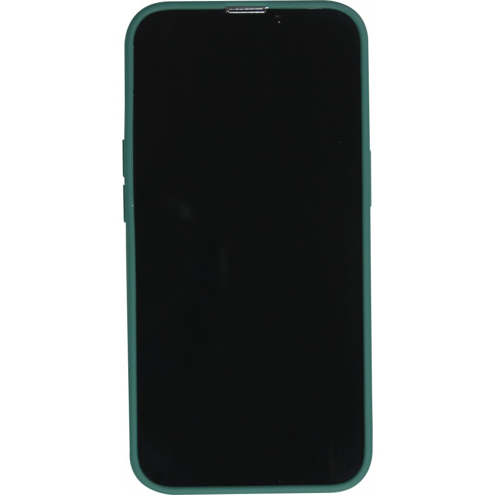 iPhone 13 Case Hülle - Silikon Mat Herz gold - Dunkelgrün
