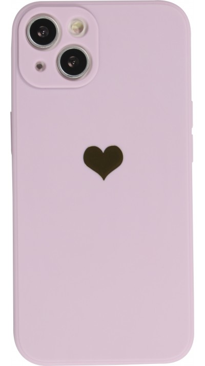 iPhone 15 Plus Case Hülle - Silikon Mat Herz gold - Violett