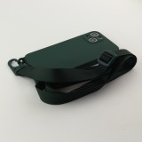 Hülle iPhone 13 mini - Silikon mit Kordel und Haken - Dunkelgrün