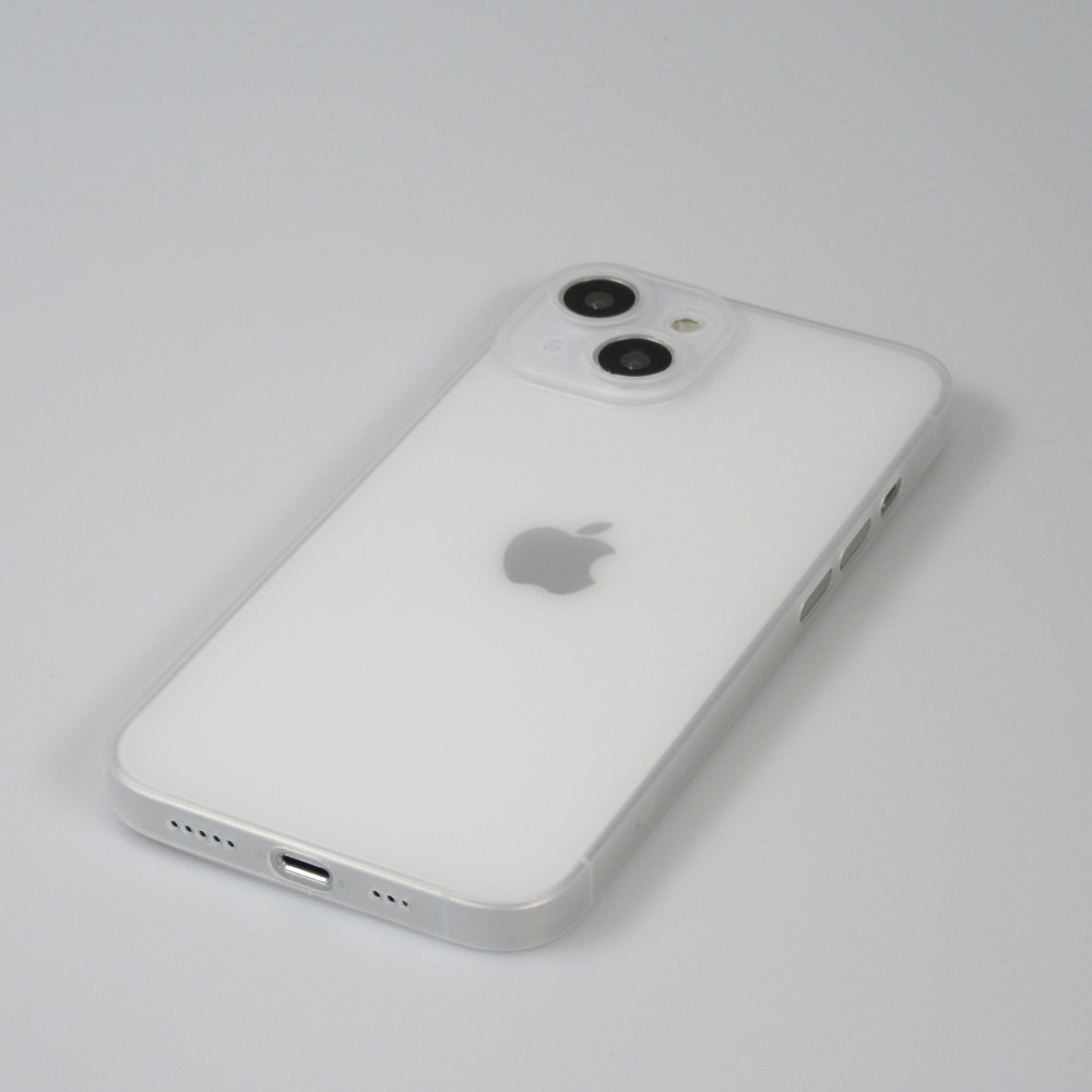 Coque iPhone 15 - plastique ultra fin semi-transparent mat - Blanc