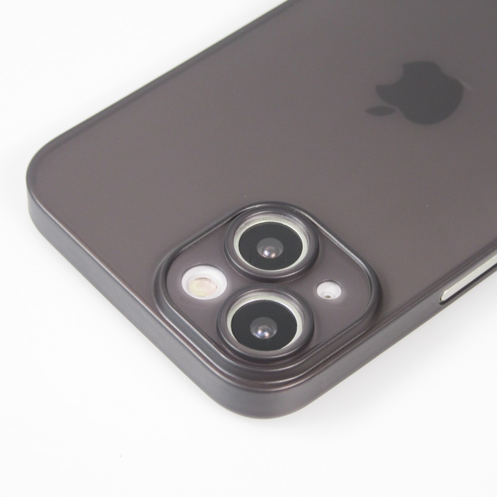iPhone 15 Case Hülle - Plastik ultra dünn semi-transparent matt - Schwarz