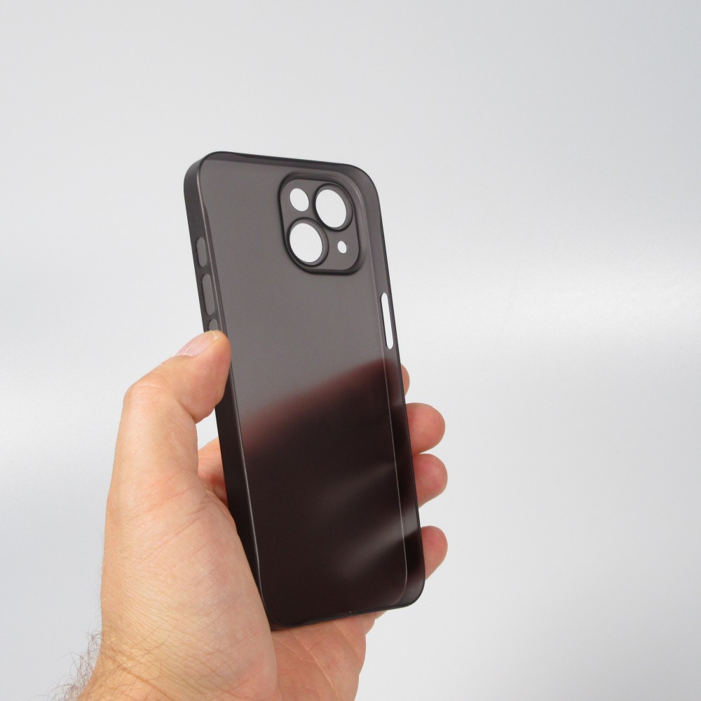 iPhone 15 Case Hülle - Plastik ultra dünn semi-transparent matt - Schwarz
