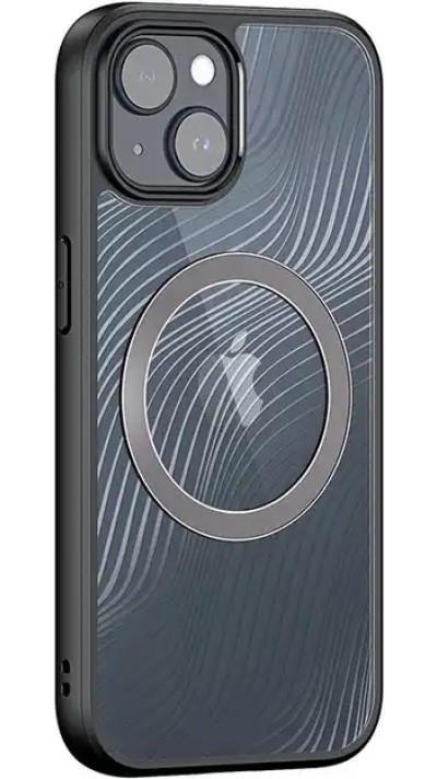 iPhone 14 Case Hülle - Bumper Clear Waves Transparente Wellen mit MagSafe - Schwarz