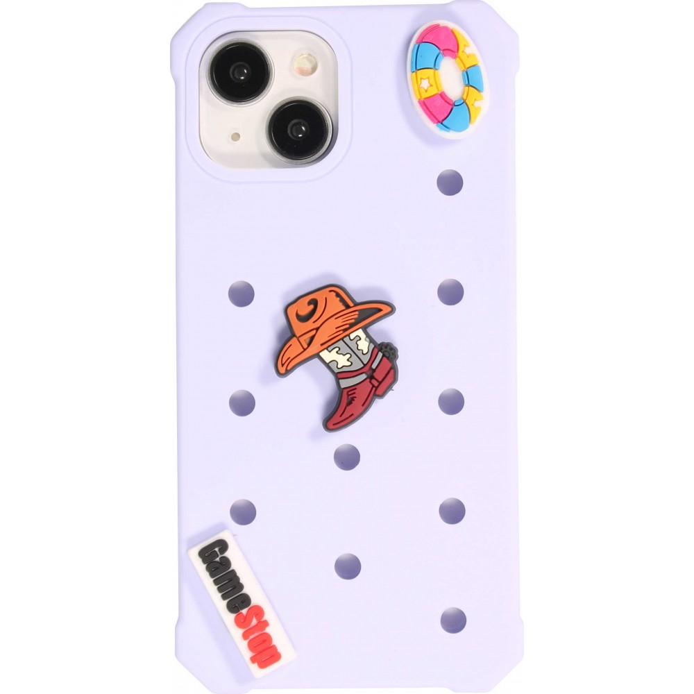 iPhone 15 Case Hülle - Dicke Silikonhülle mit Löcher für Aufsteck-Sticker - Hellblau