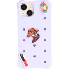 iPhone 15 Case Hülle - Dicke Silikonhülle mit Löcher für Aufsteck-Sticker - Hellblau