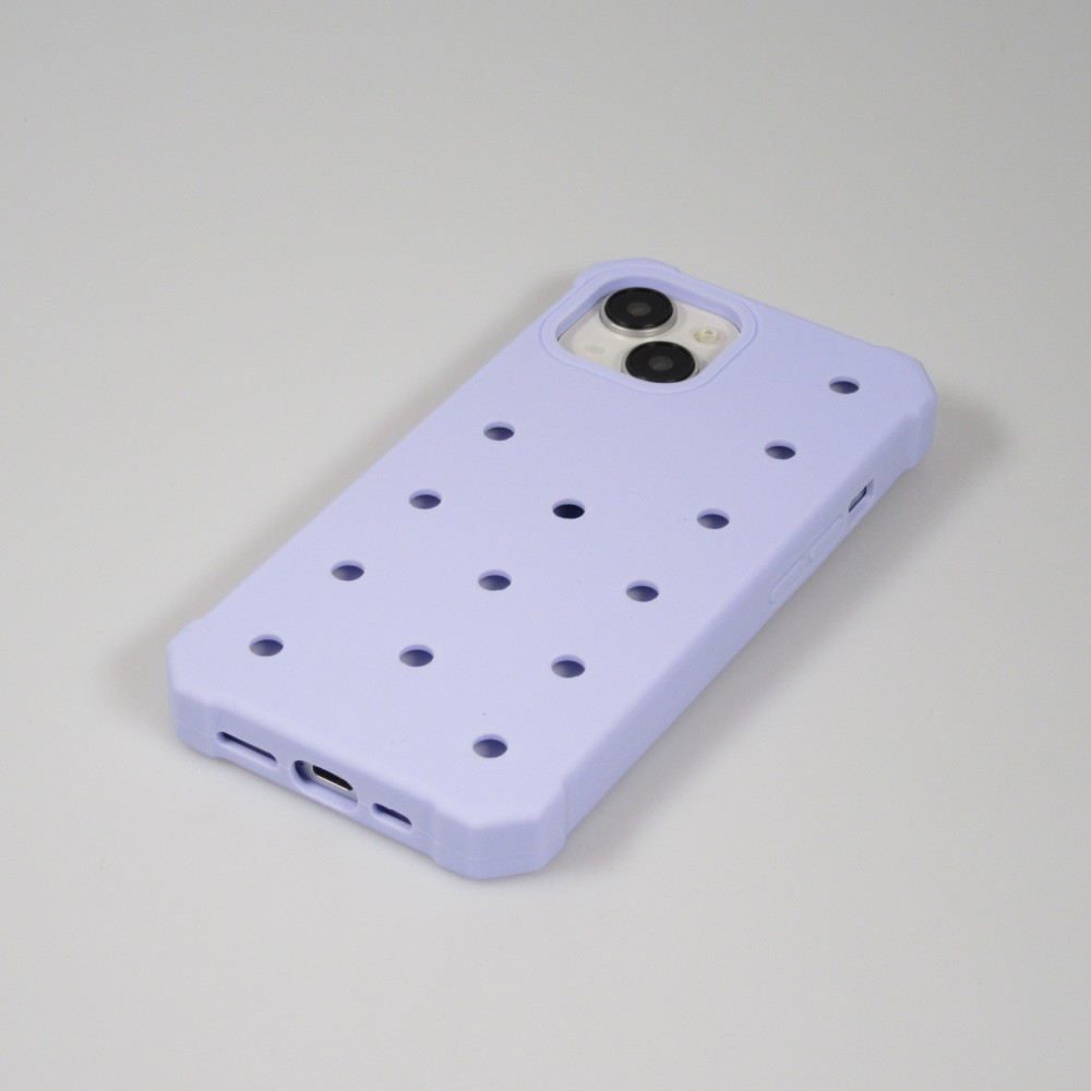 iPhone 15 Case Hülle - Dicke Silikonhülle mit Löcher für Aufsteck-Sticker - Hellblau
