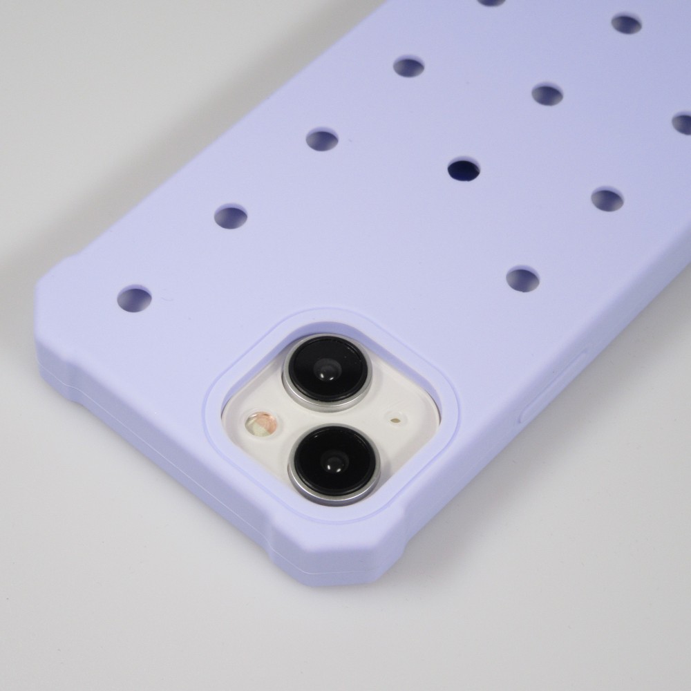 iPhone 15 Case Hülle - Dicke Silikonhülle mit Löcher für Aufsteck-Sticker - Hellblau