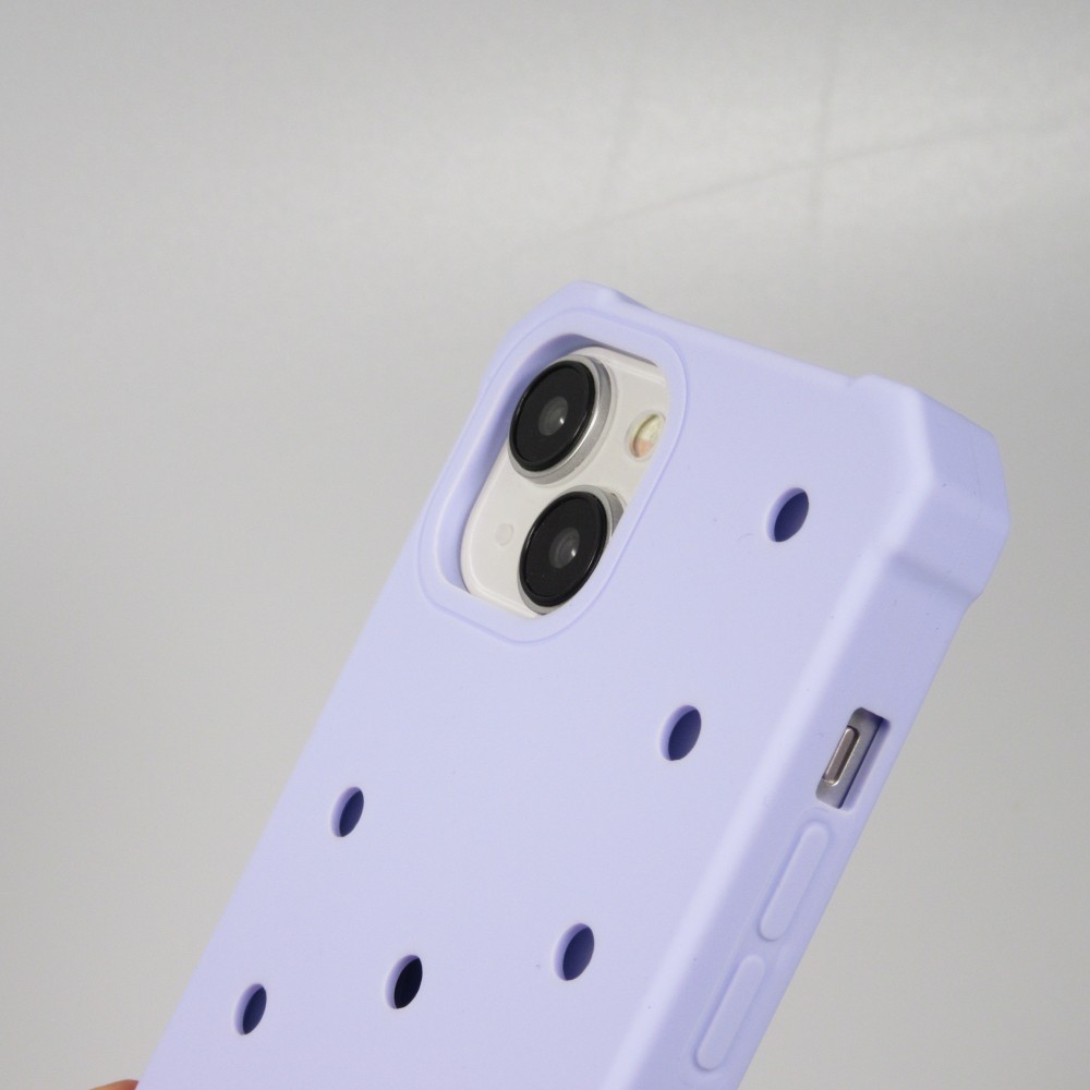 iPhone 15 Case Hülle - Dicke Silikonhülle mit Löcher für Aufsteck-Sticker - Hellblau