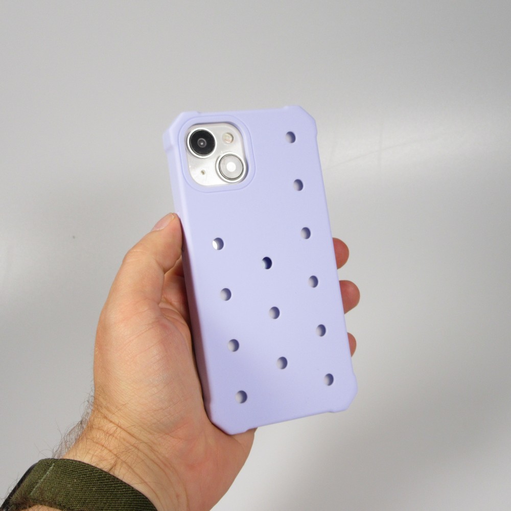iPhone 15 Case Hülle - Dicke Silikonhülle mit Löcher für Aufsteck-Sticker - Hellblau