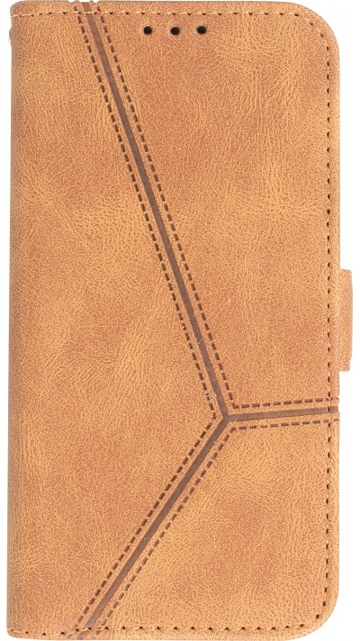 iPhone 14 Case Hülle - Flip Geometrisch - Braun