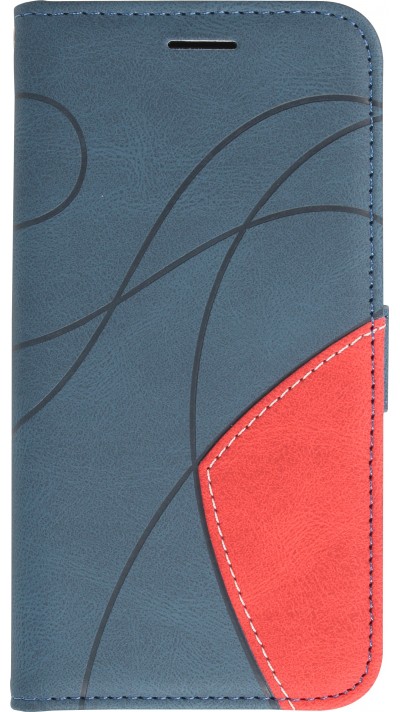 iPhone 15 Plus Case Hülle - Flip classical elegant fine lines - Blau