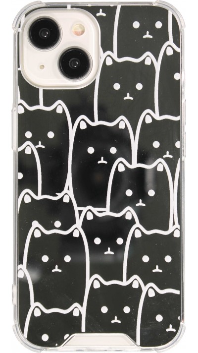 iPhone 14 Case Hülle - Gummi Bumper Katzen Spiegel - Transparent