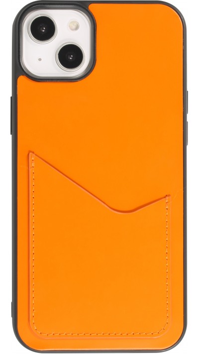 iPhone 14 Plus Case Hülle - Silikon Gummi Cover Haze Kartenhalter - Orange