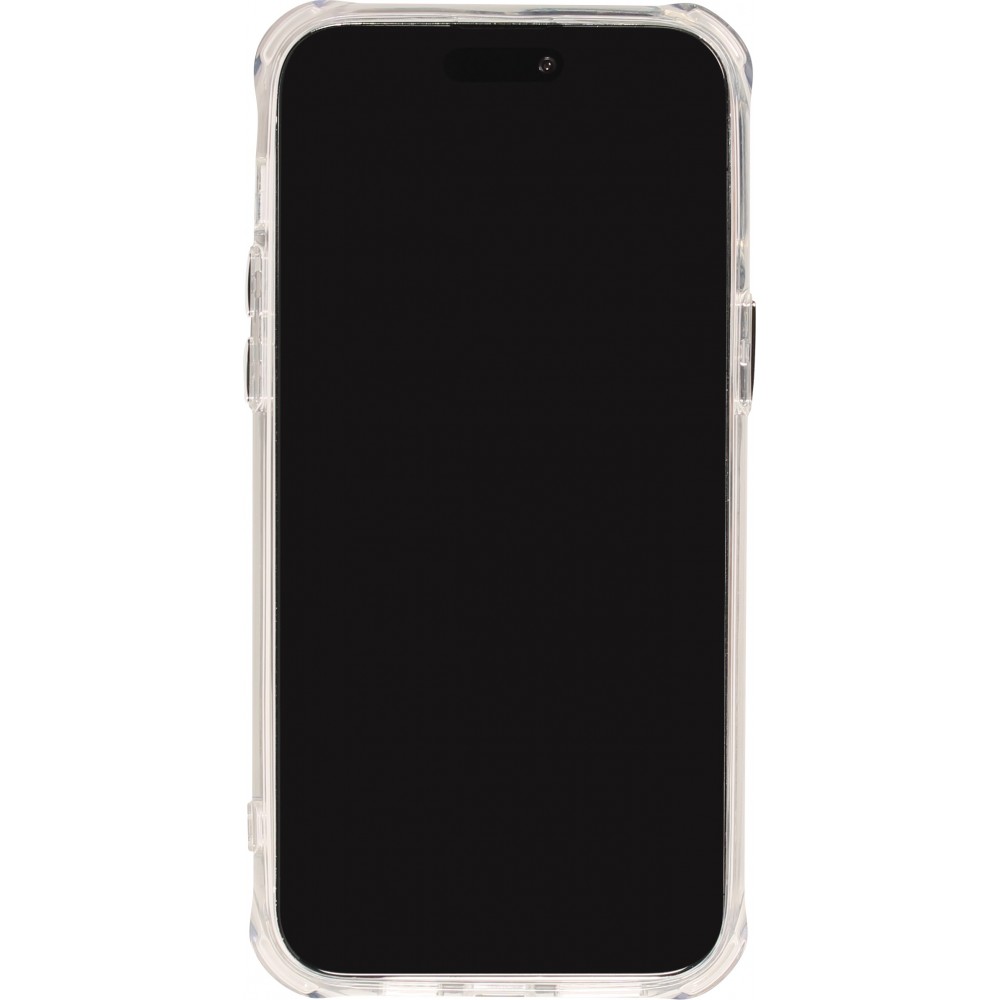 iPhone 14 Case Hülle - Straffes Gummi Silikon mit verstärkten Ecken blühende Rose - Transparent