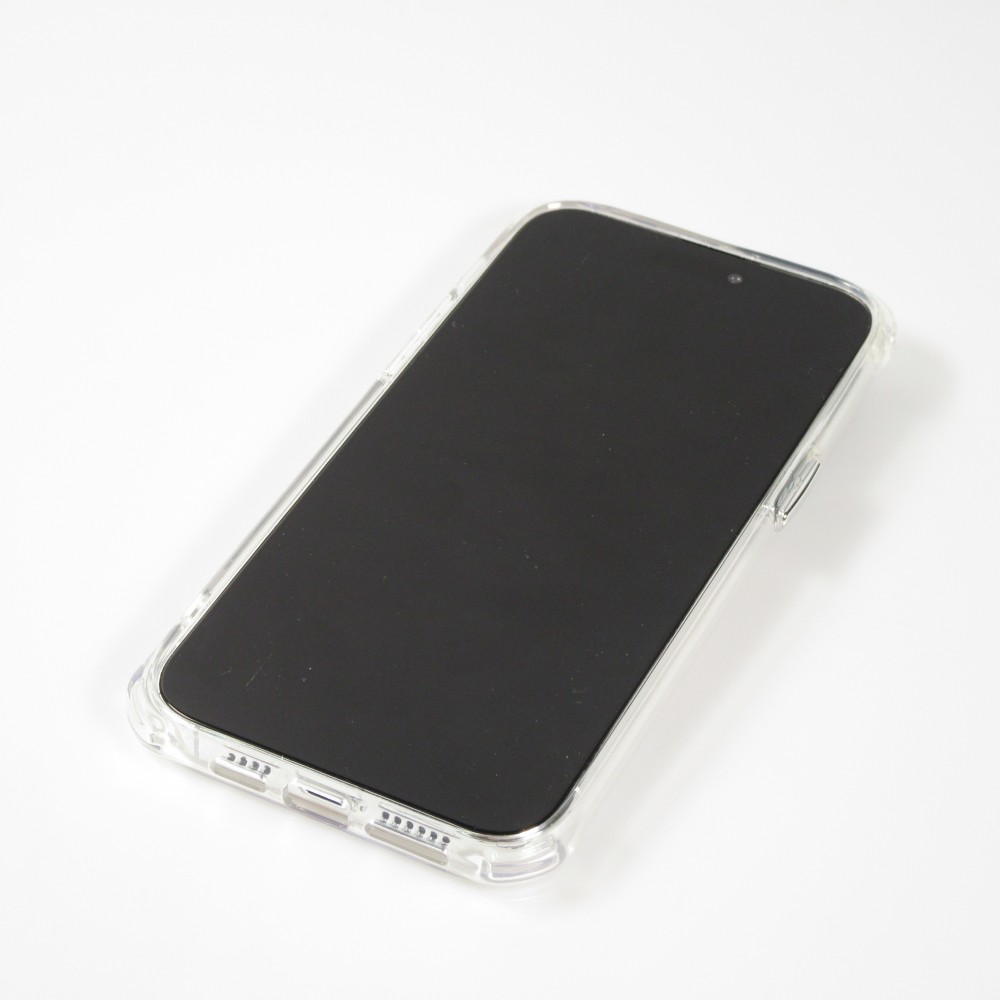 iPhone 14 Case Hülle - Straffes Gummi Silikon mit verstärkten Ecken blühende Rose - Transparent