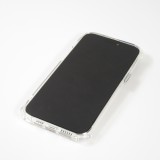 iPhone 14 Case Hülle - Straffes Gummi Silikon mit verstärkten Ecken blühende Rose - Transparent