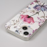 iPhone 15 Case Hülle - Silikon Gel blütende Rose - Weiss