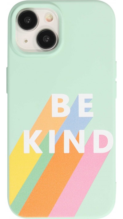 iPhone 14 Case Hülle - Gel Silikon weich - Be Kind - Mintgrün