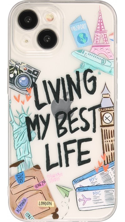 iPhone 15 Plus Case Hülle - Transparentes Silikon Cover Living my best Life