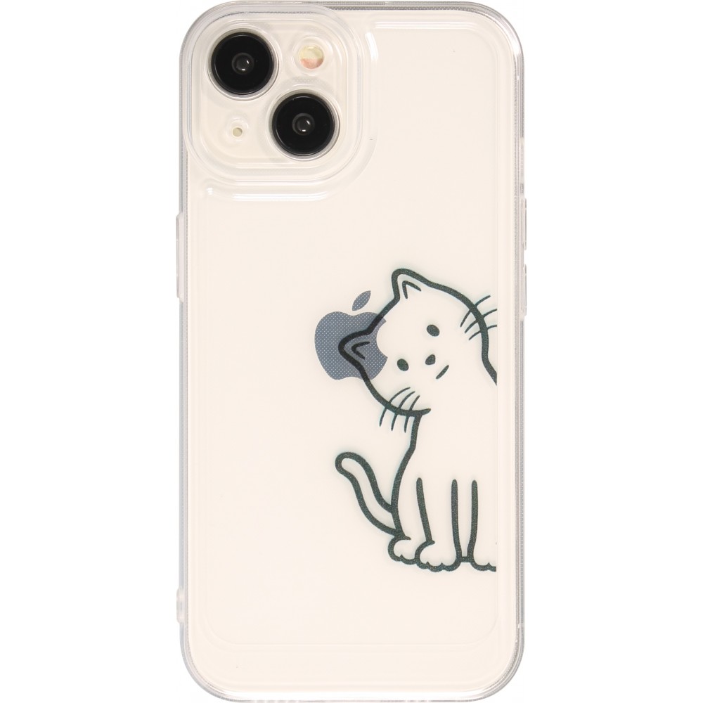iPhone 15 Case Hülle - Silikon Cover transparent süsse kleine Katze