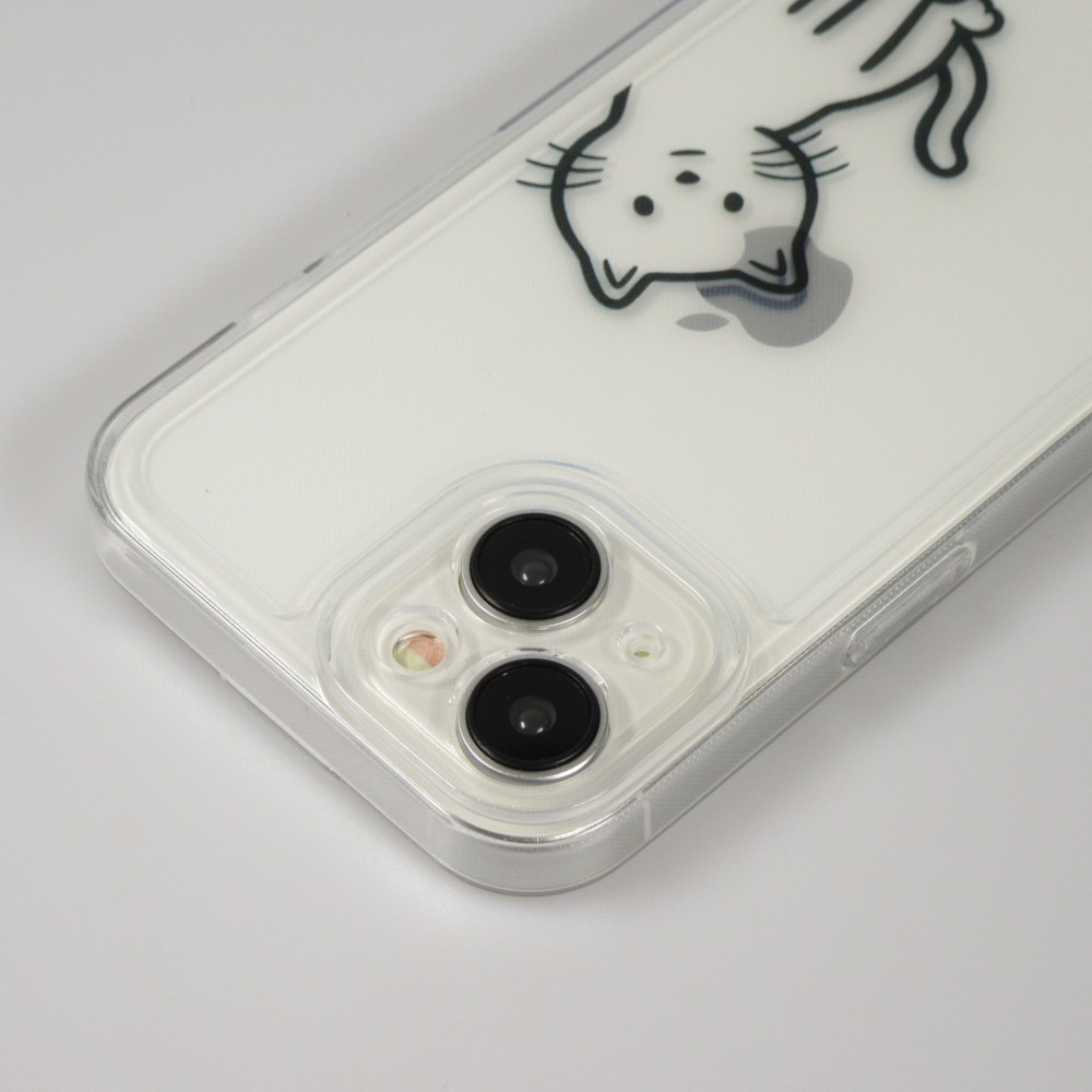iPhone 15 Case Hülle - Silikon Cover transparent süsse kleine Katze