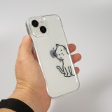 iPhone 15 Case Hülle - Silikon Cover transparent süsse kleine Katze