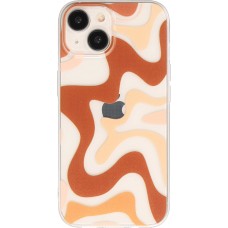 iPhone 14 Case Hülle - Gummi Silikon farbige Wellen - Café Mocha