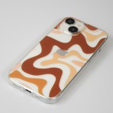 iPhone 14 Case Hülle - Gummi Silikon farbige Wellen - Café Mocha
