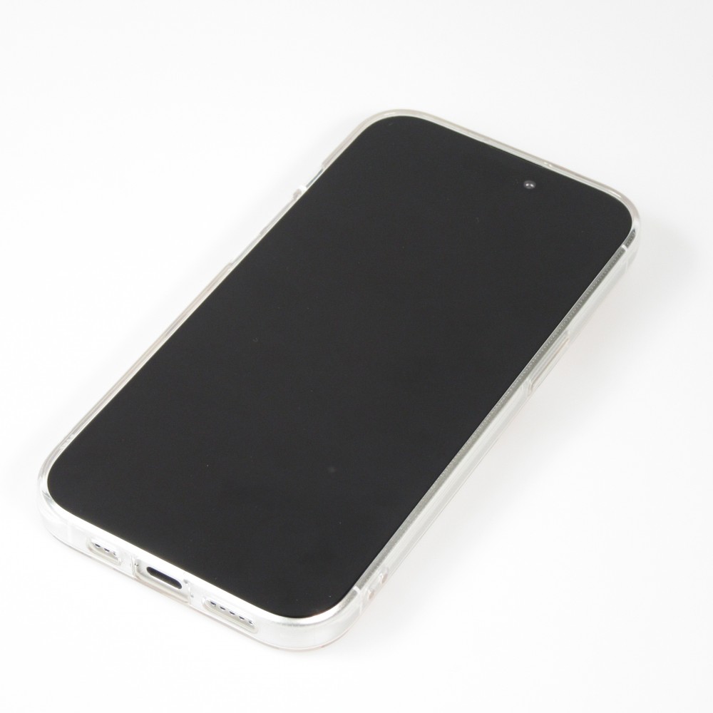 iPhone 14 Case Hülle - Gummi Silikon farbige Wellen - Café Mocha