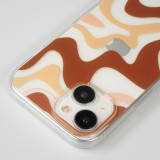 iPhone 14 Case Hülle - Gummi Silikon farbige Wellen - Café Mocha