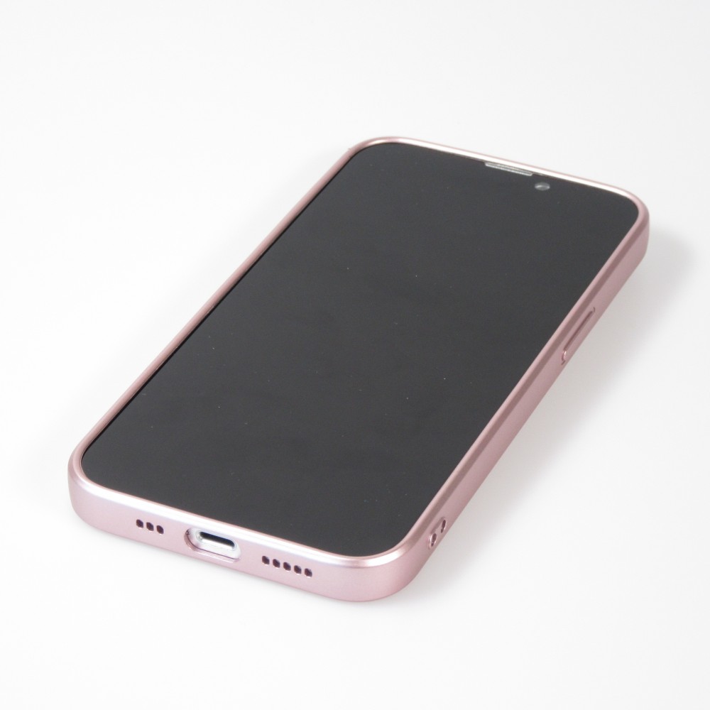 iPhone 15 Case Hülle - Gummi weich mit Kameraschutzglas MagSafe - Rosa