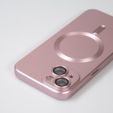 iPhone 15 Case Hülle - Gummi weich mit Kameraschutzglas MagSafe - Rosa
