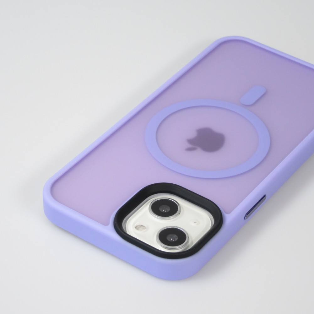 iPhone 14 Case Hülle - Jelly cover glass semi-durchsichtig MagSafe - Light purple